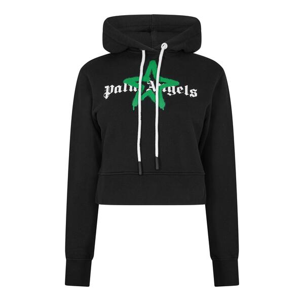 パーム・エンジェルス レディース アウター パーカー・スウェット Palm Angels Women'star Pull Over Hoodie Black Green ブラック|ReVida 店