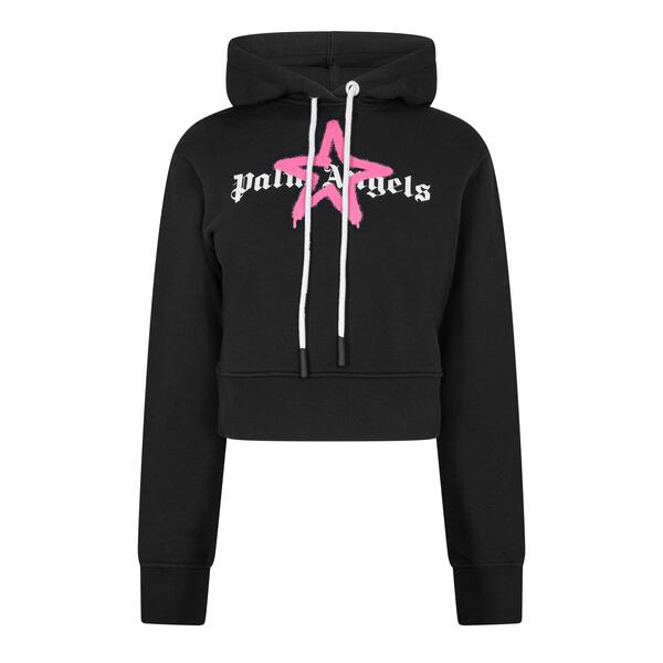 パーム・エンジェルス レディース アウター パーカー・スウェット Palm Angels Women'star Pull Over Hoodie Black Pink ブラック|ReVida 店
