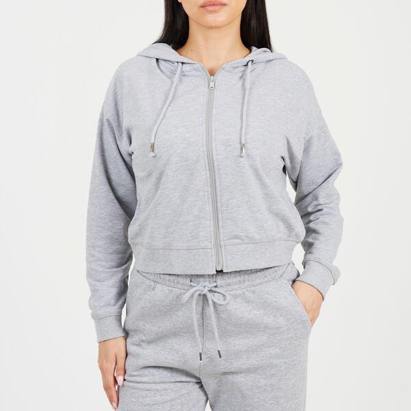 ブレーブソウル レディース アウター パーカー・スウェット フルジップ クロップド Brave Soul BS Cropped Zip Throughoodie with Pockets Grey Marl グレー