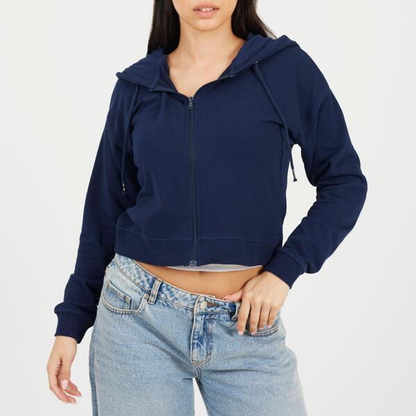 ブレーブソウル レディース アウター パーカー・スウェット フルジップ クロップド Brave Soul BS Cropped Zip Throughoodie with Pockets Navy ネイビー