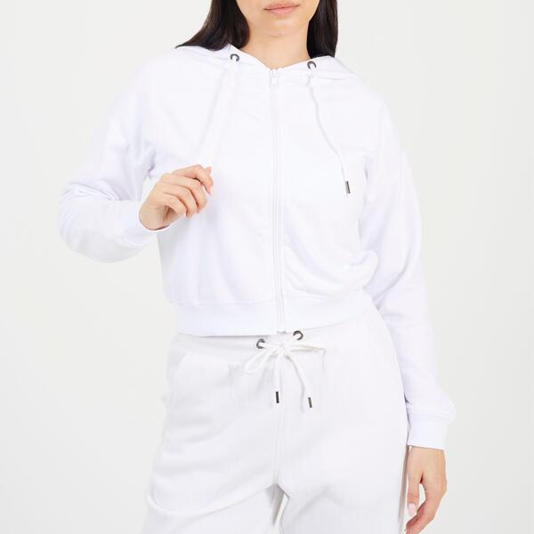 ブレーブソウル レディース アウター パーカー・スウェット フルジップ クロップド Brave Soul BS Cropped Zip Throughoodie with Pockets White ホワイト