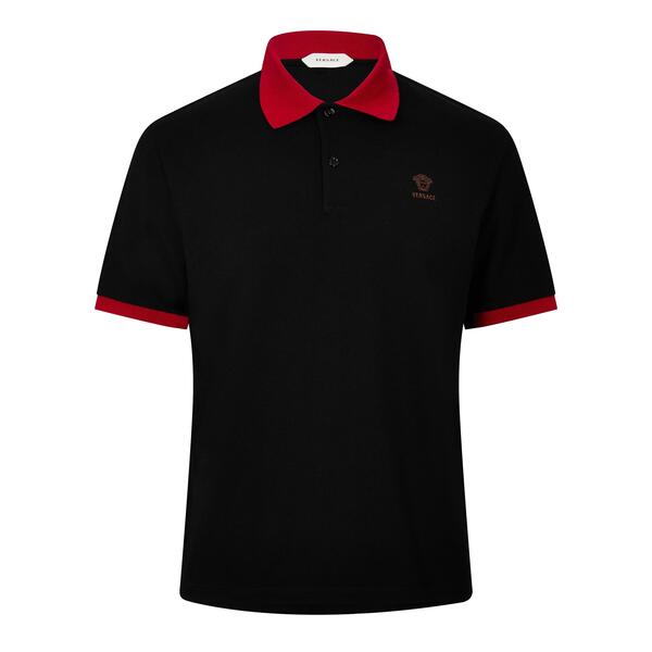 ヴェルサーチ メンズ トップス ポロシャツ Versace Medusa Polo Sn62 Black/Lipstick ブラック｜ReVida 店