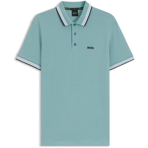 ボス メンズ トップス ポロシャツ コントラスト Boss Men's HBG Paddy Polo Shirt with Contrastipping Aqua 445 アクア