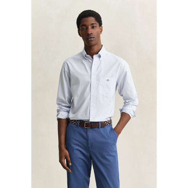 ガント メンズ トップス プルオーバー ギンガム読み合わせる ギンガム Gant Men\u0027s Gingham Long Sleeve Patterned Shirt Light Blue 455 青色