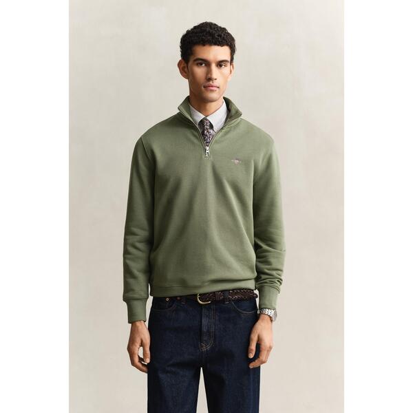 ガント メンズ アウター パーカー・スウェット シャツ Gant Shield Half-Zip Sweatshirt Herb Green 379 グリーン