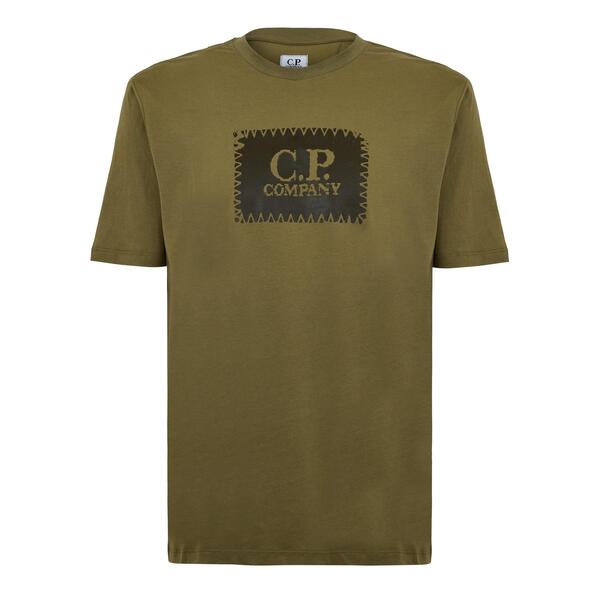 シーピーカンパニー メンズ トップス Tシャツ レギュラーフィット ロゴ CP Company Men's Block Logo Regular Fit-Shirt Dried Herb 644