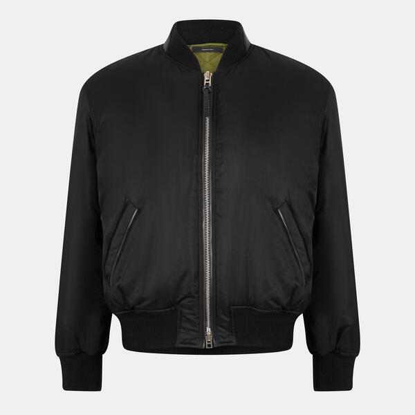 トム・ジェラルド・r・フォード メンズ アウター 上衣・上衣 繻子 Tom Ford Men\u0027s Lightweight Satin Bomber Jacket Black\u0026Green 黒いこと