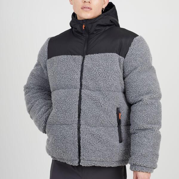 ブレーブソウル メンズ アウター ジャケット・ブルゾン コントラスト Brave Soul Mens Borg Puffer Jacket with Contrast Fabric Upper & Hood Black/Lt Grey ブラック