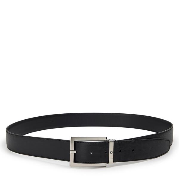 モンブラン メンズ 添え物 三尺帯 なめし革 ロゴタイプ Montblanc 35粍 Leather Logo Belt Black 黒いこと