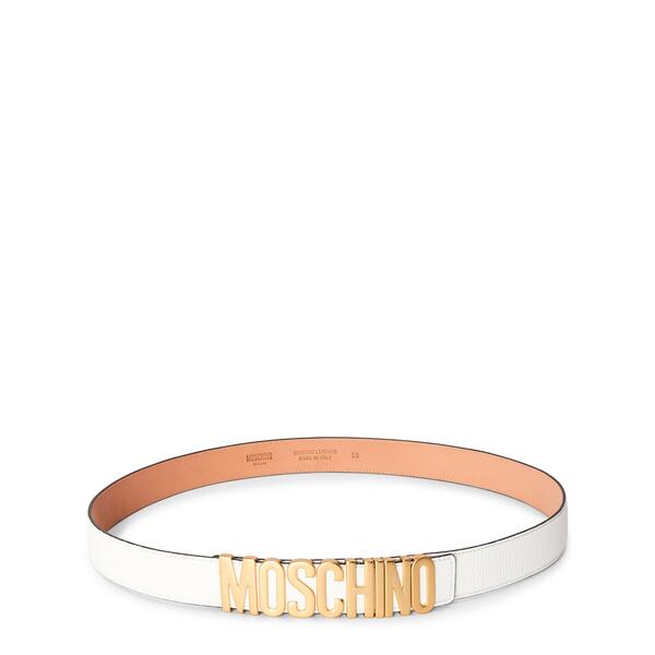 モスキーノ メンズ アクセサリー ベルト レザー Moschino Leather Belt White ホワイト
