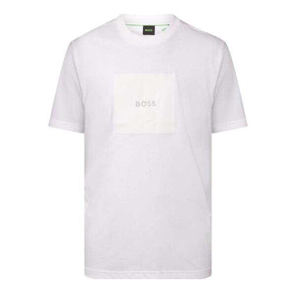 ボス メンズ トップス Tシャツ コットン ジャージー Boss Cotton Jersey T-Shirt with Fineline Artwork White ホワイト