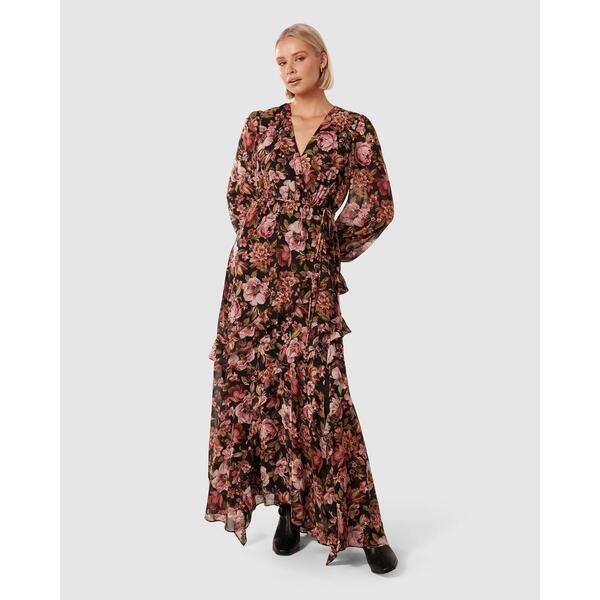 フォーエバーニュー レディース トップス 衣装 フラウンス マキシ Forever New Maria Ruffle Maxi Dress Black Delphi Fl 黒いこと