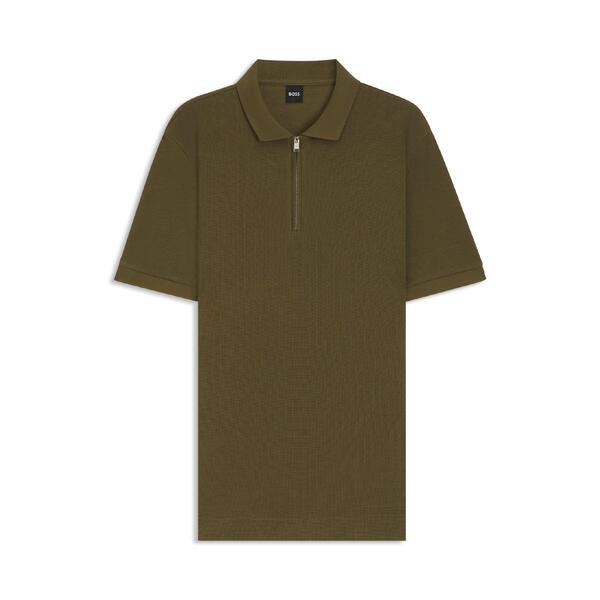 ボス メンズ トップス ポロシャツ Boss H-Paras 120 Zip-Neck Polo Shirt Green グリーン