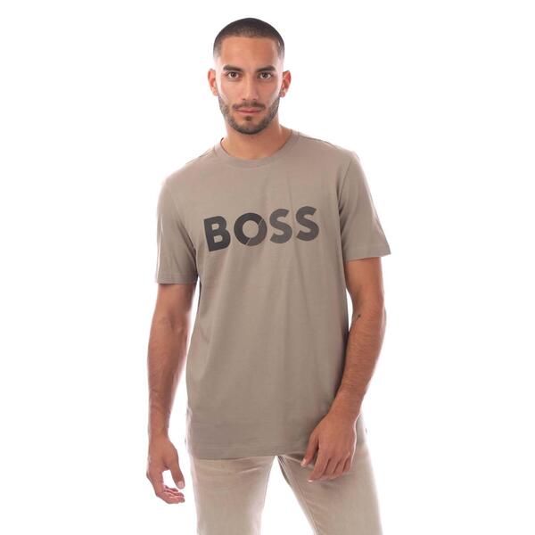 ボス メンズ トップス Tシャツ ロゴ Boss Large Logo T-Shirt Beige ベージュ