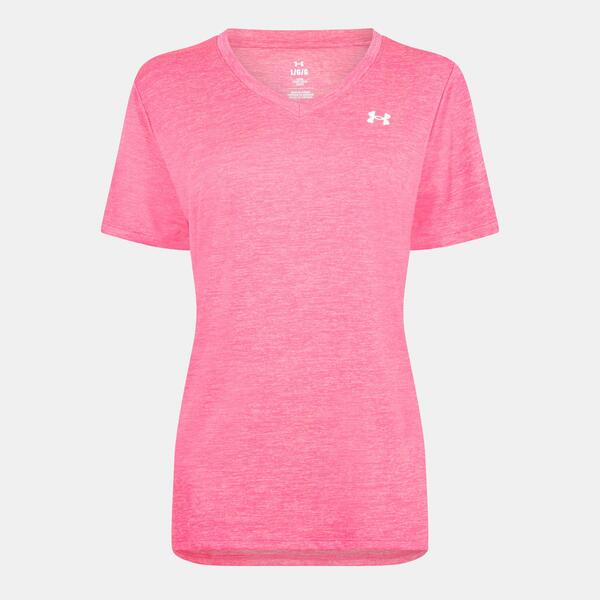 アンダーアーマー レディース トップス Tシャツ Vネック Under Armour Tech Twist V-Neck Short Sleeve Womens Pink ピンク|ReVida 店