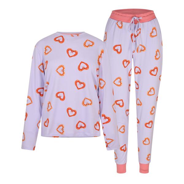チェルシーピア レディース アンダーウェア ナイトウェア Chelsea Peers Classic Pyjama Set Shrimp Hearts