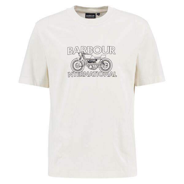 バブアー メンズ トップス Tシャツ グラフィック Barbour International Mens Cowl Motorbike Graphic T-Shirt Whisper White ホワイト|ReVida 店