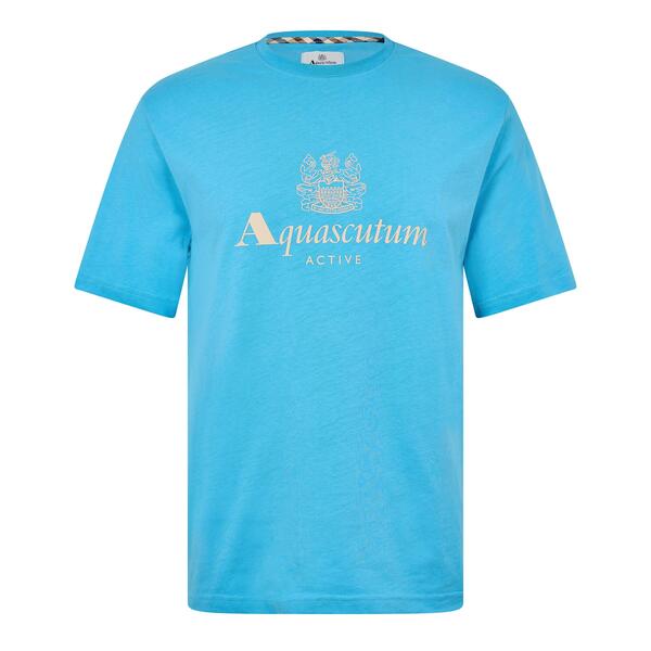 アクアスキュータム メンズ トップス Tシャツ ロゴ Aquascutum AquAct Logo Tee Sn62 Avio