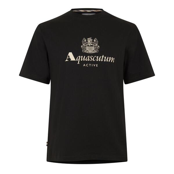 アクアスキュータム メンズ トップス Tシャツ ロゴ Aquascutum AquAct Logo Tee Sn62 Black ブラック