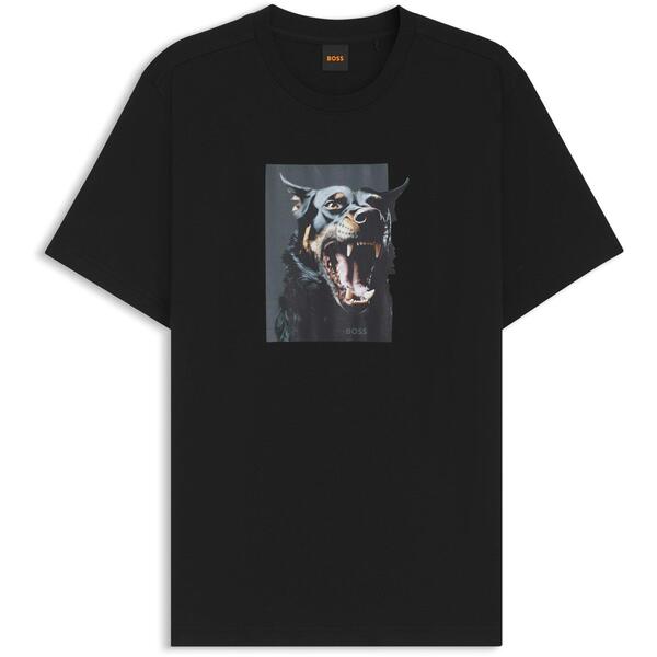 主任者 メンズ トップス プルオーバー Boss Mens Doberman T-Shirt Black 001 黒いこと