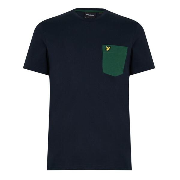 ライルアンドスコット メンズ トップス Tシャツ コントラスト Lyle and Scott Contrast Pocket-Shirt Dark Navy/Green ネイビー