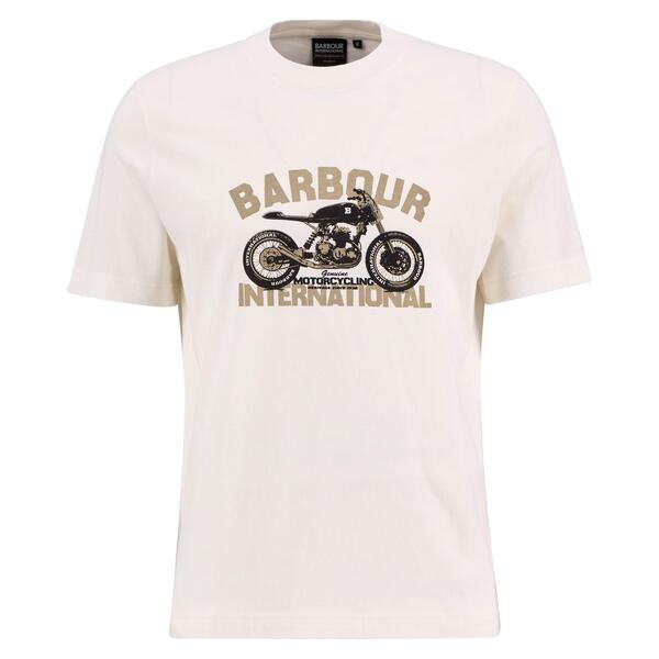 バブアー メンズ トップス Tシャツ プリント グラフィック Barbour International Menshifter Graphic Print-Shirt Whspr Wht WH32|ReVida 店