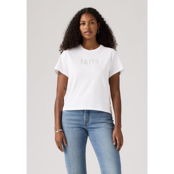 リーバイス レディース トップス Tシャツ グラフィック Levis Women's Graphiclassic Rhinestone T-Shirt Bright White ホワイト