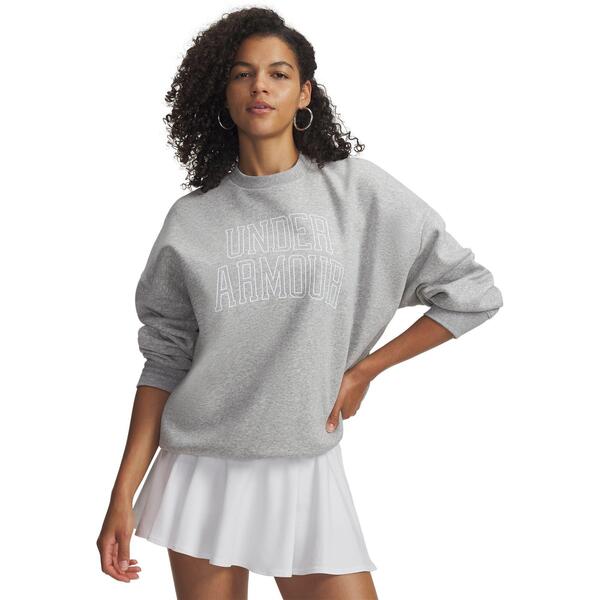 アンダーアーマー レディース アウター パーカー・スウェット プルオーバー フリース Under Armour Women\u0027s Rival Fleece Crew Sweatshirt Mod Gray/White 白いこと