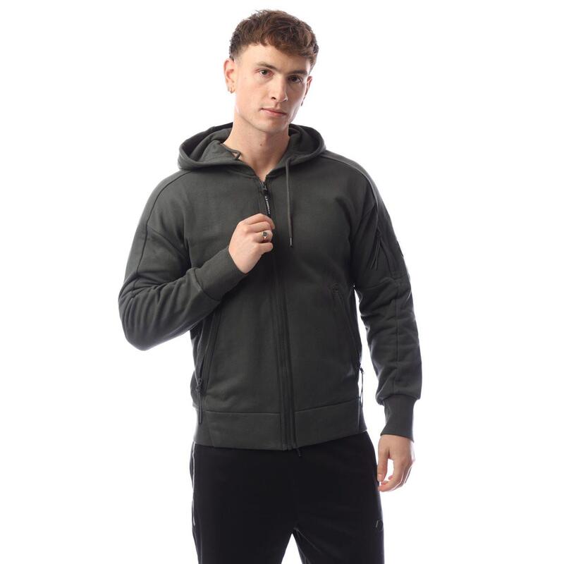 シーピーカンパニー メンズ アウター パーカー・スウェット フリース CP Company Diagonal Raised Fleece Lens Full-Zip Hoodie Grey グレー