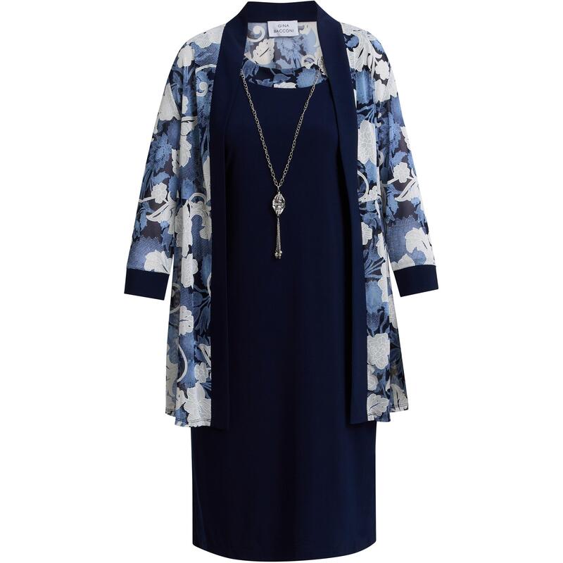 ジーナバッコーニ レディース アウター ジャケット・ブルゾン プリント Gina Bacconi Lidiya Printedress And Jacket Navy ネイビー
