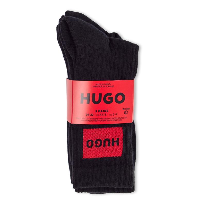フューゴ メンズ アンダーウェア 靴下 Hugo Mens HUGO Bodywear 3 Pack Rib Patch Socks Black ブラック