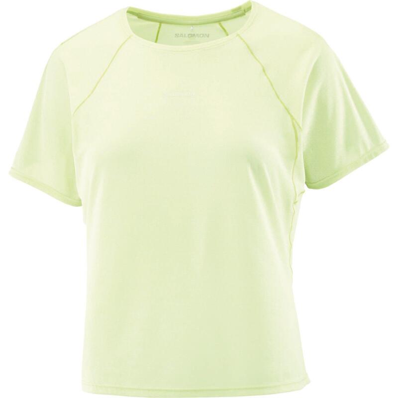 サロモン レディース トップス Tシャツ クロップド Salomon SHAKEout Air Cropped Running Tee Womens Lime ライム