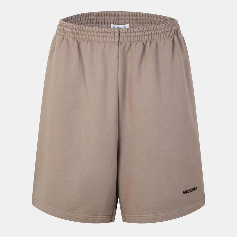 バレンシアガ メンズ ボトムス カジュアルパンツ ショートパンツ フリース Balenciaga Men's Contemporary Fit Fleece Jogger Shorts Taupe/Black W ブラック 57,090円