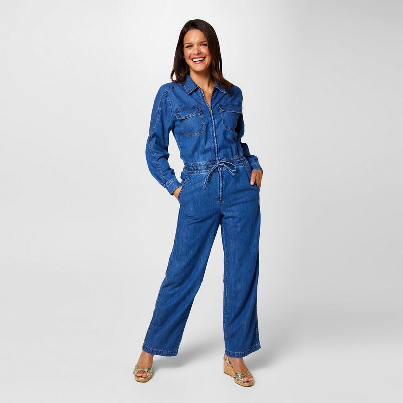 ビバ レディース トップス ワンピース デニム ジャンプスーツ Biba Denim Jumpsuit Blue ブルー｜ReVida 店