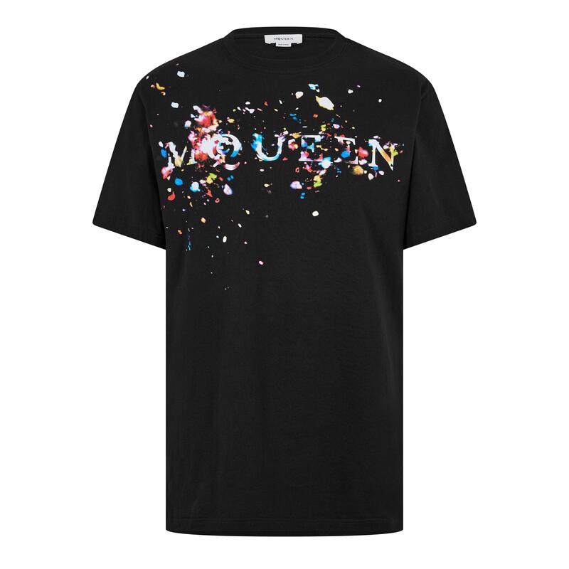 アレキサンダー・マックイーン メンズ トップス Tシャツ プリント Alexander McQueen Men's Alex Confetti Print-Shirt Black/Multi ブラック