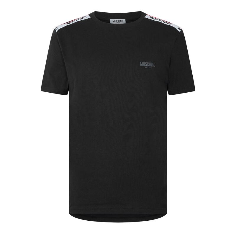モスキーノ メンズ トップス プルオーバー Moschino Men\u0027s Tape T-Shirt Black 黒いこと