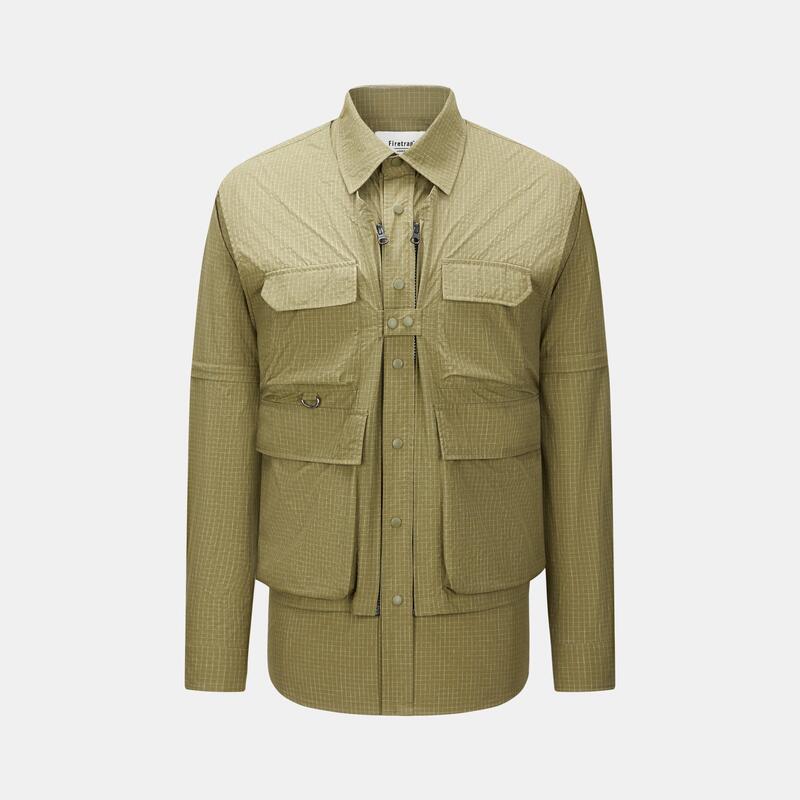 ファイヤートラップ メンズ トップス シャツ Firetrap Men's 3-in-1 Convertible DWR Full Zip Long Sleeve Overshirt Canvas
