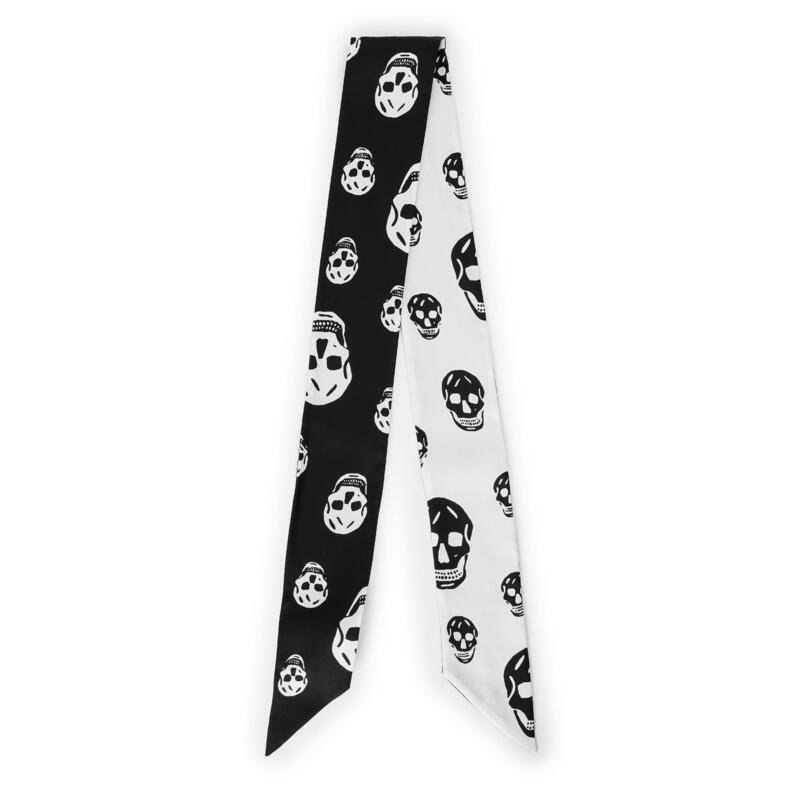 アレキサンダー・マックイーン レディース アクセサリー マフラー・ストール・スカーフ シルク Alexander McQueen Women's Alex Skinny Silk Scarf Black/Ivory アイボリー