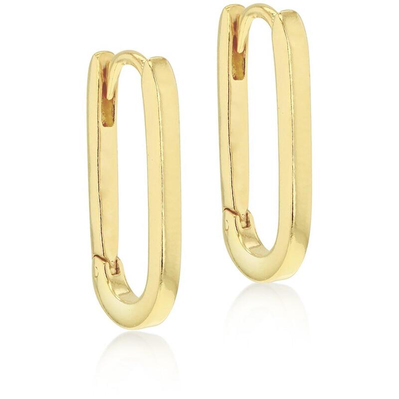 ビー ユー レディース アクセサリー ピアス・イヤリング Be You Silver Gold Plated Rectangular Hoops Gold Plated ゴールド