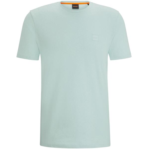 ボス メンズ トップス Tシャツ コットン ロゴ Boss Mens BOSS ORANGE Tales T-Shirt with Logo Patch Premium Cotton Aqua 446 アクア