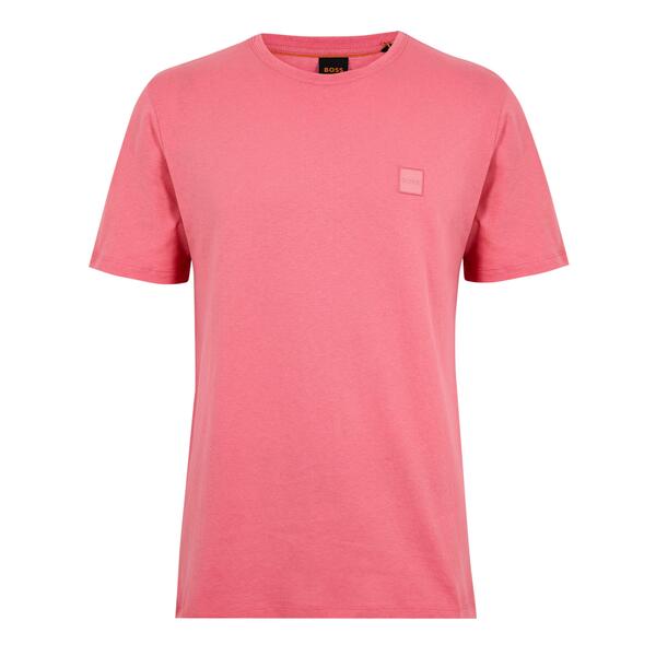ボス メンズ トップス Tシャツ コットン ロゴ Boss Mens BOSS ORANGE Tales T-Shirt with Logo Patch Premium Cotton Light Red 632 レッド