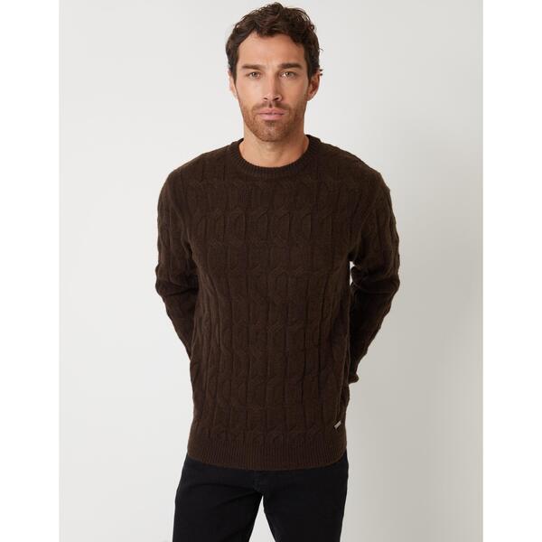 スリードベア メンズ アウター ニット・セーター Threadbare Men's Milton Cable Crew Knit Jumper Java