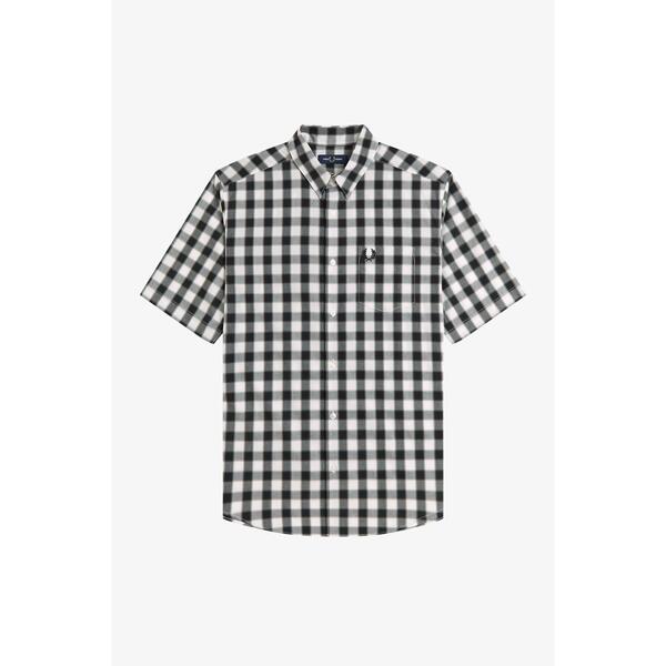フレッドペリー メンズ トップス シャツ Fred Perry Men Patterned Short Sleeve Shirt White/Black 129 ホワイト