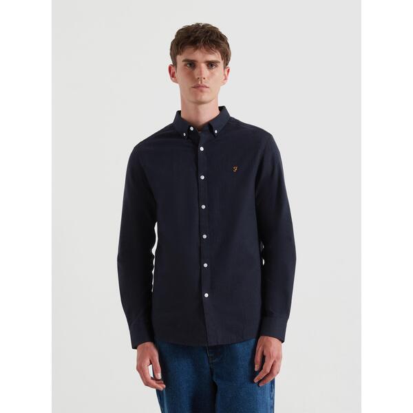 ファーラー メンズ トップス プルオーバー Farah Men\u0027s Milners Long Sleeve Plain Shirt Navy Marl 414 マール