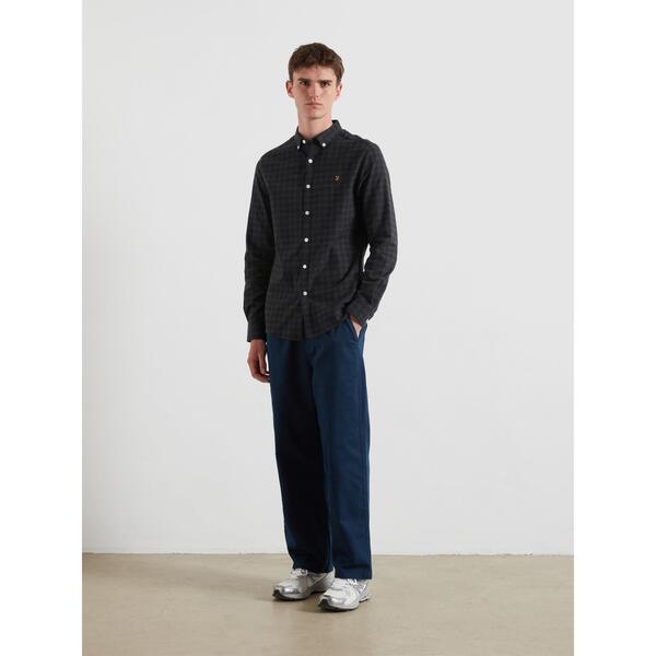 ファーラー メンズ トップス シャツ Farah Men's Milners Check Long Sleeve Patterned Shirt Navy Marl 414 マール｜ReVida 店 9,571円
