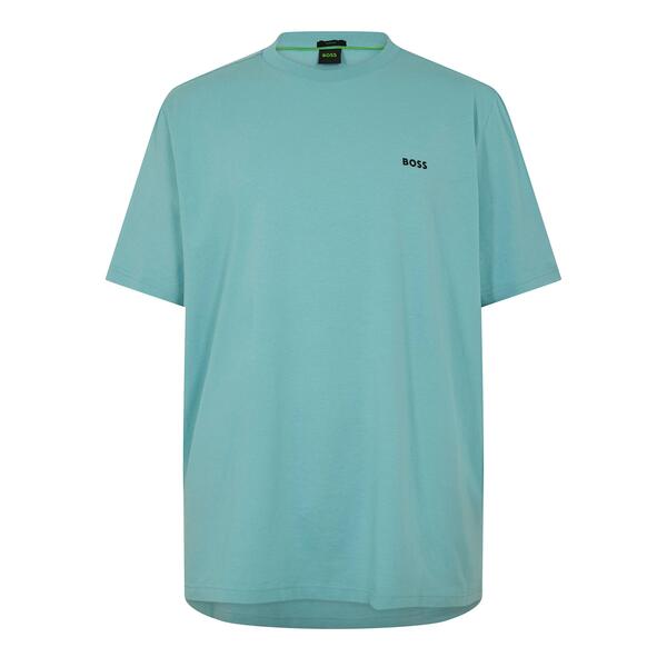 ボス メンズ トップス Tシャツ コットン ロゴ Boss Mens BOSS GREEN T-Shirt with Logo Design Stretch Cotton Aqua 445 アクア