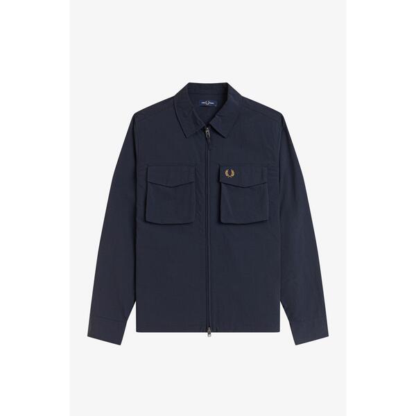 フレッドペリー メンズ トップス シャツ Fred Perry Men's Overshirt Navy 608 ネイビー｜ReVida 店