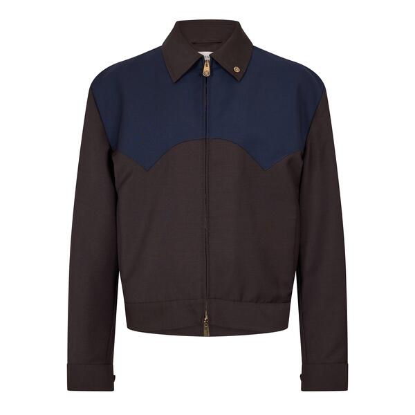 ヴェルサーチ メンズ アウター 上衣・上衣 Versace Men\u0027s Harrington Jacket Chocolate/Navy 米国海軍