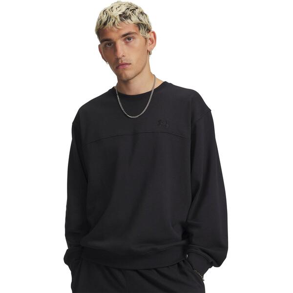 アンダーアーマー メンズ アウター パーカー・スウェット シャツ Under Armour Men's Crew Sweatshirt Black/Black ブラック｜ReVida 店
