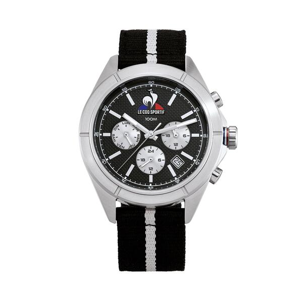 ルコックスポルティフ レディース アクセサリー 腕時計 Le Coq Sportif Men's Essentiel Black Fabric Strap Digital Watch Black/Grey ブラック